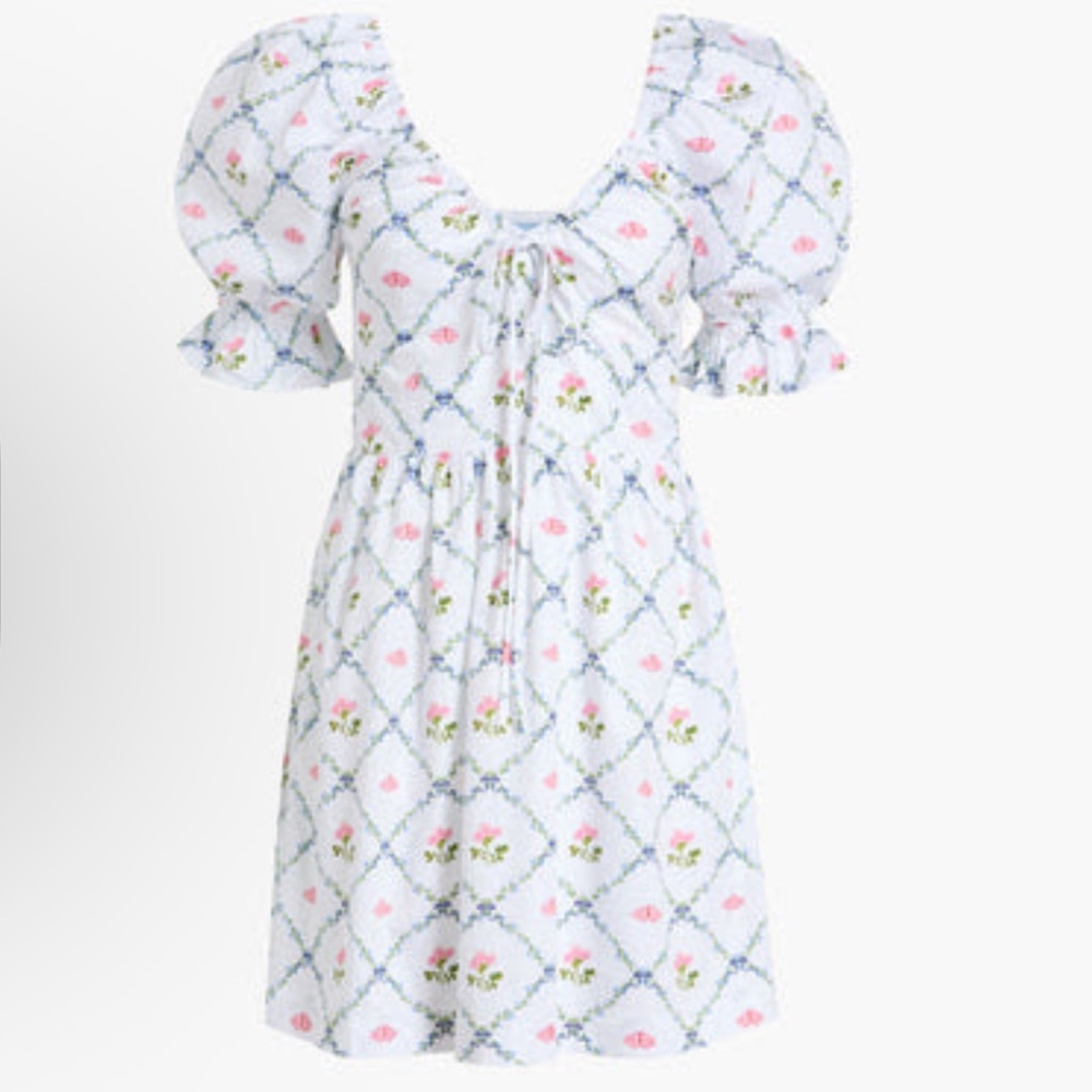 Hill House White and Pink Floral Mini Dress